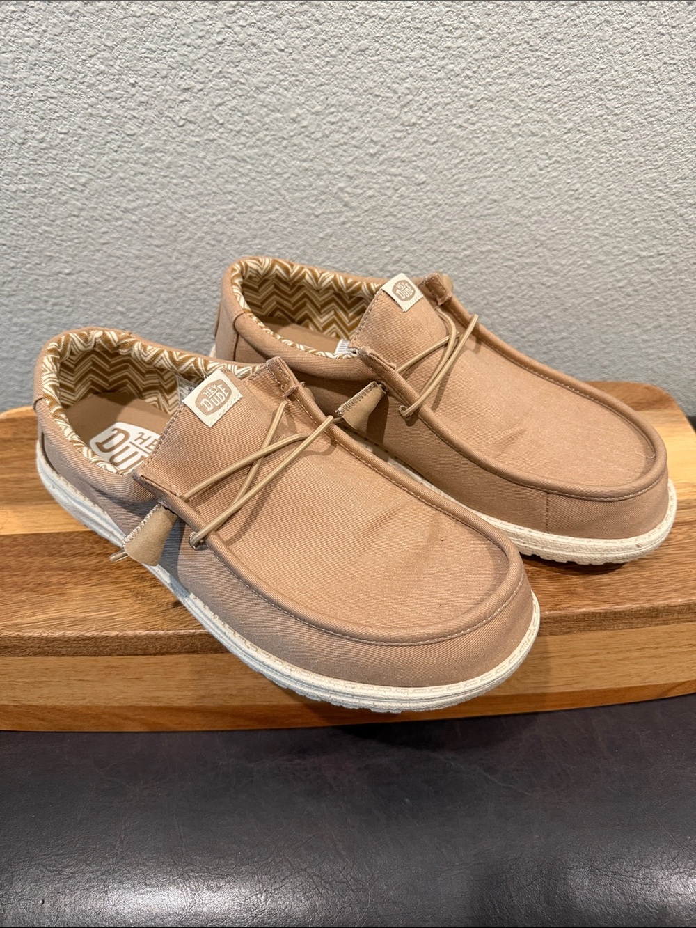 Hey Dude Casual Slip-On Loafers in Light Brown Canvas